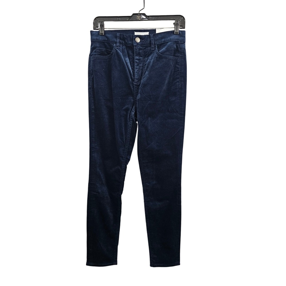 LOFT Skinny Pants Slim Leg Velvety Cords Navy Blue Slacks Size 4 Waist 27‎ Chic